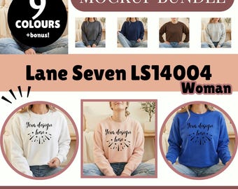 Lane Seven LS14004 WOMAN Mockup Bundle Front - 9 Sweatshirts Mockups