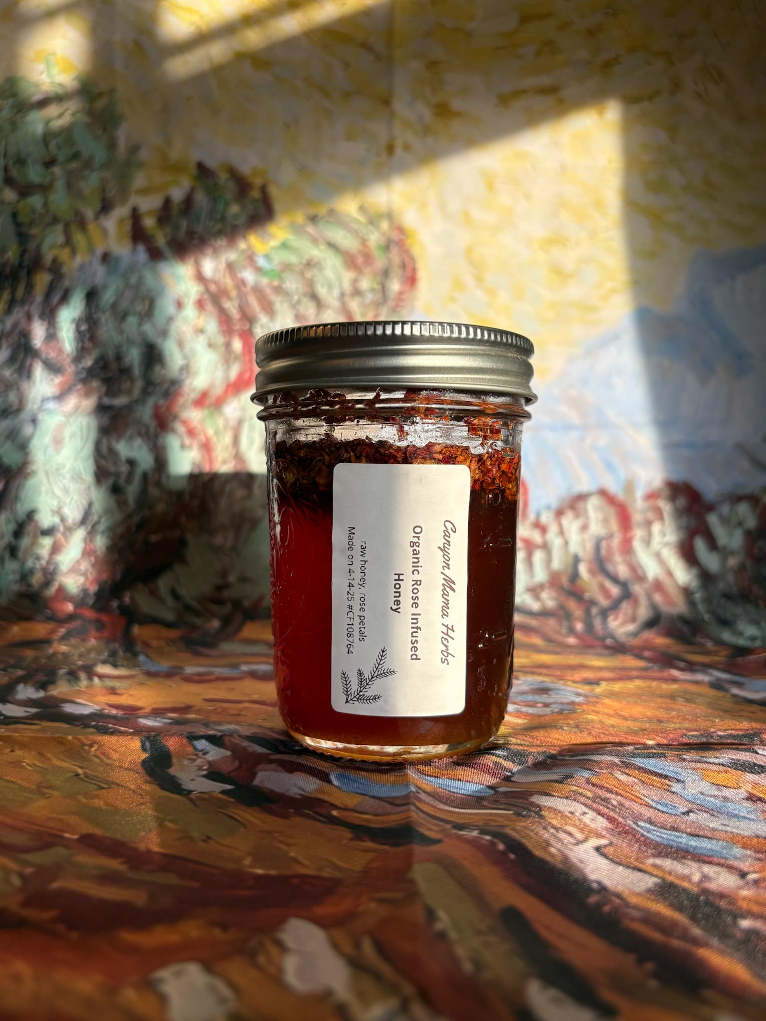 Raw Organic Rose Infused Honey 8oz