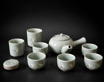 手作りの韓国製青磁茶器セット（一人用）：小型陶器 - Etsy 日本