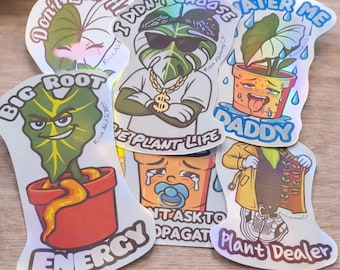 Paquete de pegatinas de plantas divertidas