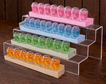 Estante acrílico para copas de cormo para vitrinas de plantas