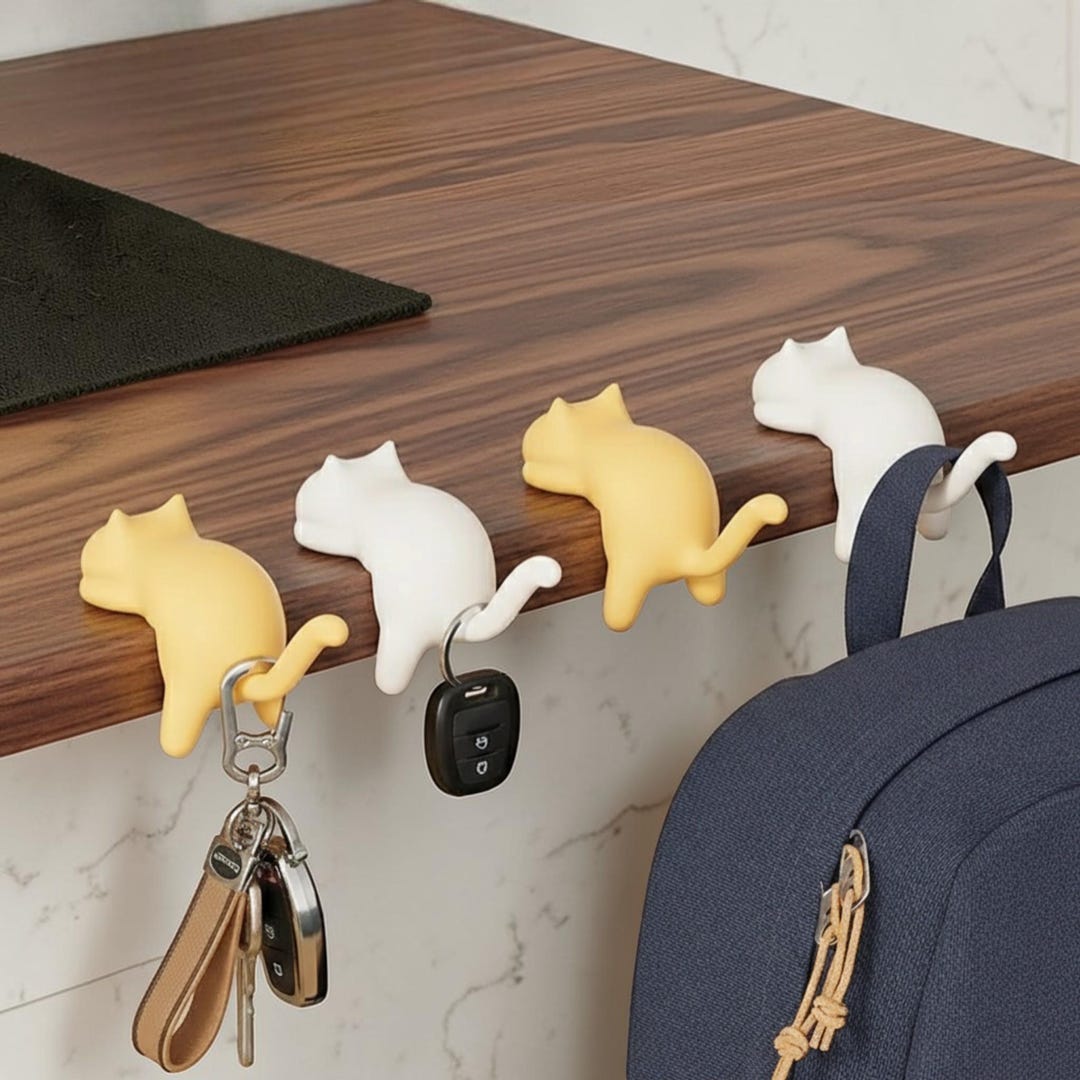 Small Desktop Keychain Cat Shaped Desktop Key Holder | Cute Table Edge Key Hook Kawaii Desk ...