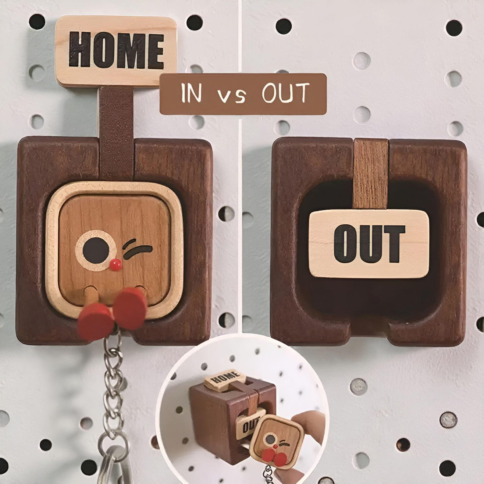 Wooden Key Holder Wall Mount | Funny Face Wall Hook | Decorative Wood ...