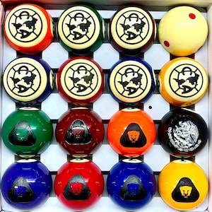 Personalized Pool Ball Set, Custom Engraved Billiards Balls, 57mm