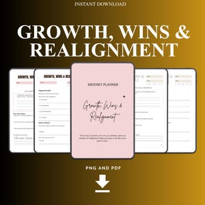 Self Reflection Planner: Growth, Wins & Realignment - Printable - PDF PNG Instant Download
