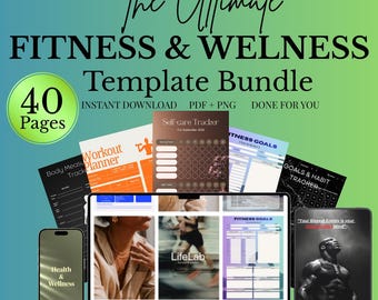 Ultimate Fitness Bundle | 40 Complete Fitness Planner Pack | Workout & Health Trackers | PDF | Instant Download