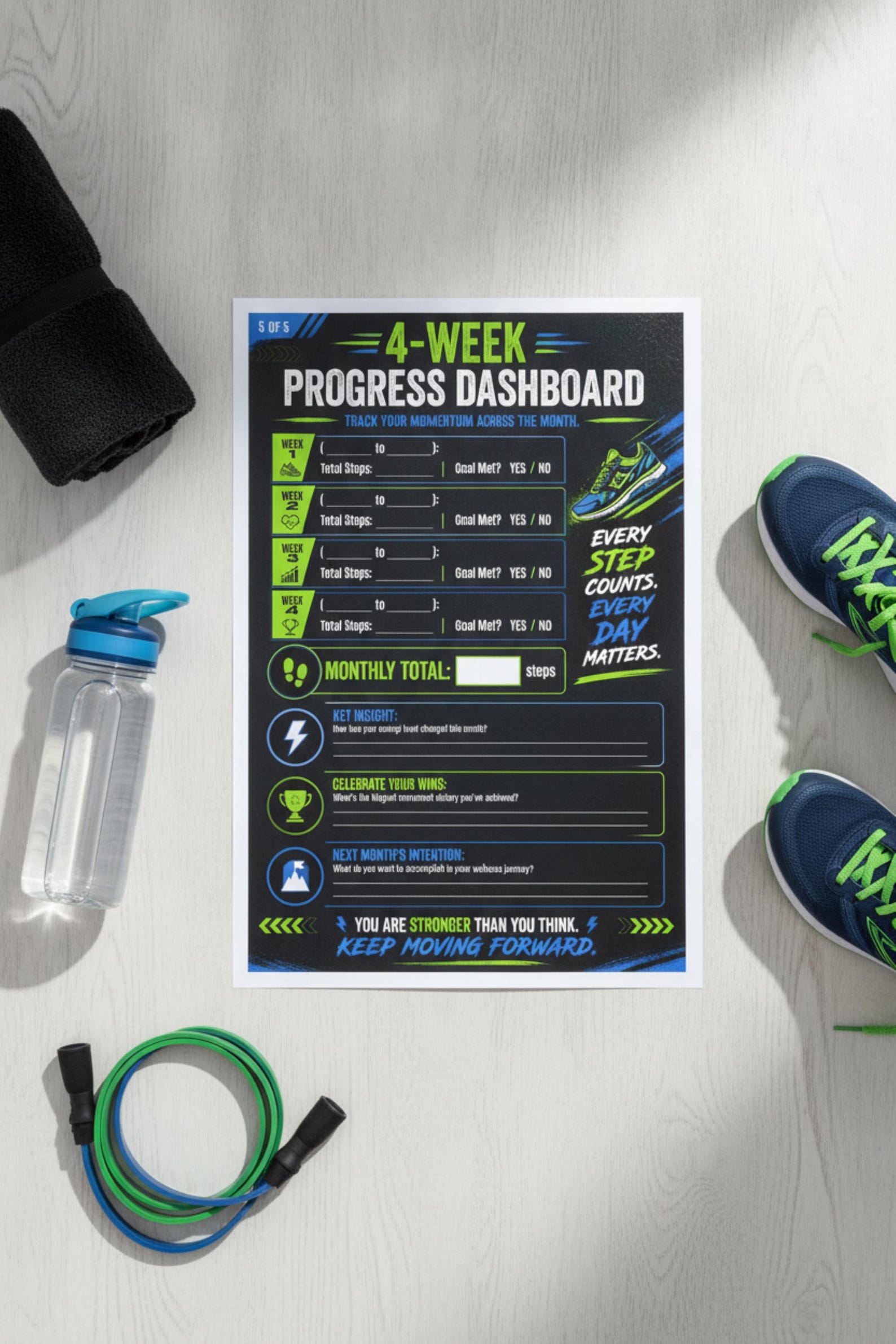 Weekly Step Count Tracker Printable PDF | Walking Log, Fitness Planner ...