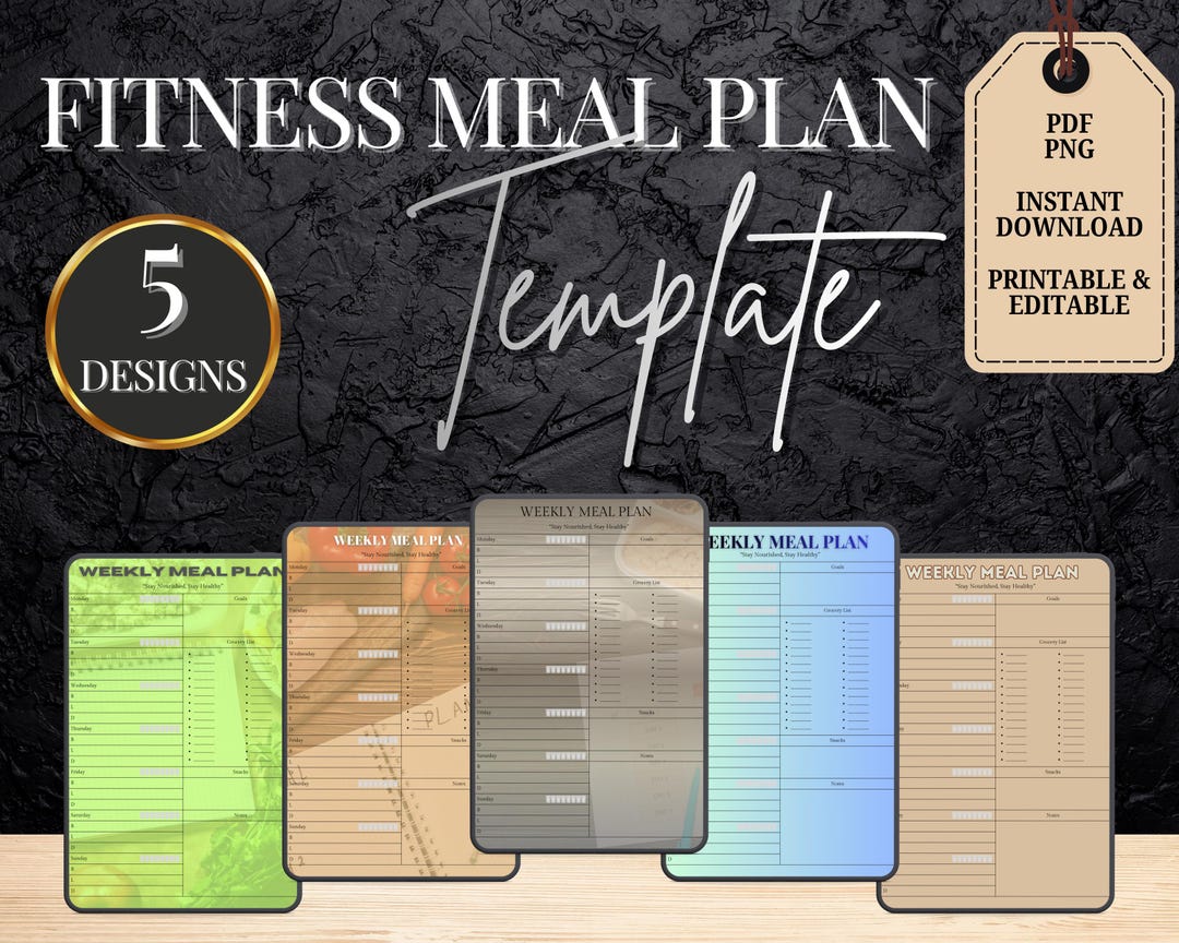 5 Meal Plan & Fitness Templates – Editable Canva – Planner Printable ...