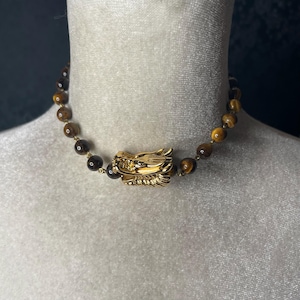 Tiger’s Eye Gold Dragon Choker