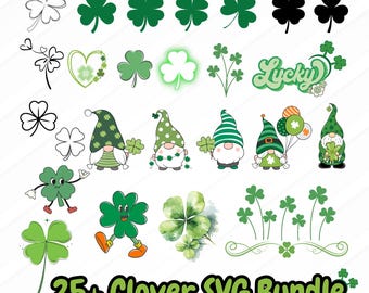 Clover SVG Bundle, Lucky Clover Clipart, Clover SVG PNG Shamrock DesignVector File Instant Download
