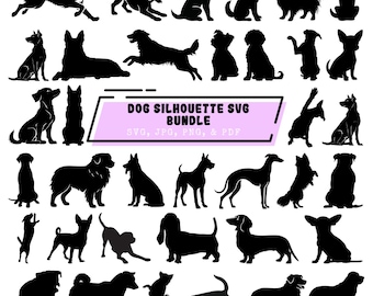Dog Silhouette SVG Bundle File, Multiple Breeds, Dog Clipart for Cricut,  Instant Download