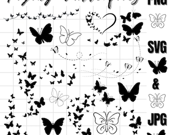 Flying Butterflies Svg bundle\ Butterfly Silhouette Design Layout\ Butterfly Swarm svg Cut File\ Png\ Cricut\ Clipart\ Digital download