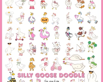 Silly Goose SVG Bundle, Funny Goose Png, Snarky Goose Retro Humor Svg, Sassy Animal Silly Goose Png, Funny Animal Meme Aesthetic Svg,