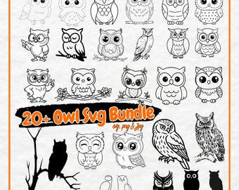Owl Svg Bundle, Owl png, Owl Clipart, Owl Head, Owl Cut Files For Cricut, Owl Silhouette, Bird Silhouette