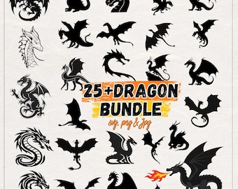 Dragon SVG Bundle, Dragon Vector, Dragon Clipart, Dragon Silhouette, dragon silhouette, dragon cut file, dragon printable, dragon eps files