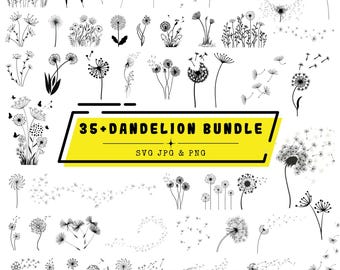 Dandelion SVG, Blowing Silhouette, Dandelion PNG, Flower PNG (Digital Download)