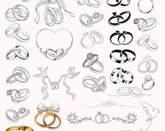 Marriage Rings SVG Bundle, Wedding Rings SVG, Engagement Ring SVG, Wedding Ring svg Bundle,  Vector Files, Diamond Ring,svg