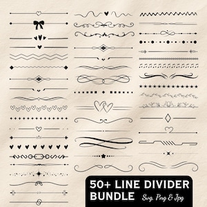 Line Divider Svg Bundle, Line Divider Png, Wedding Clipart, Design Element Svg, Line Divider Cut File, Commercial Use, Instant Download