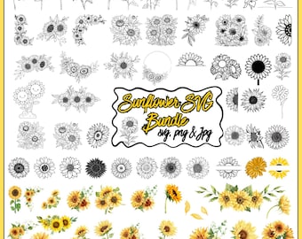 Sunflower SVG Bundle, Silhouette, T-shirt, floral svg bundle,cricut cut file,cricut flower svg, sunflower bundle, sunflower png