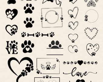 Dog Paw SVG Bundle, Animal Paw SVG, Dog Paw Silhouette, Dog Foot Print, Svg Files For Cricut, Vector, Clipart, Png, Eps - Digital Download