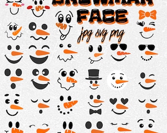 Snowman Faces Svg Snowman Svg Snowman Clipart, Cute Snowman Face Svg, Cricut, Silhouette, Clipart, Svg Files for Cricut, Vector