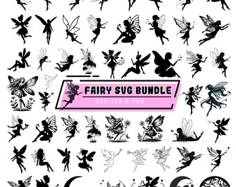 Fairy SVG Bundle, Fairy Clipart, Fairy Vector, Magical Fantasy Art, magical fairy cut files, Fairy Silhouette Svg, Instant Download