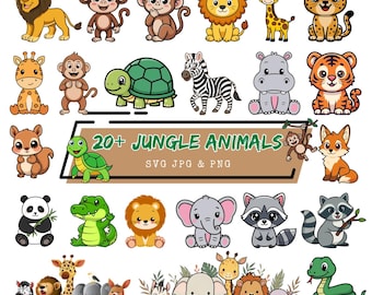 Jungle Animals SVG, Safari animals layered Svg, Animal SVG, Safari Animals SVG, Safari animals outline svg, Zoo Animals Clip Art