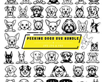Peeking Dogs SVG Bundle, Dogs head, Dog Clipart for Cricut, All Complete Breeds Collection, Dog Clipart for Cricut/Laser,