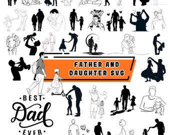 Father & Daughters Svg, Dad Life Clipart, Dad with 2 Daughters Cut File, Daddy's Girls Stencil, Father's Day T-shirt Design