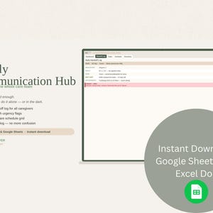 Family Caregiver Hub Spreadsheet Template Shift Handoff Log Tracker Sibling Coordinator Shared Caregiving Schedule Planner Care Team