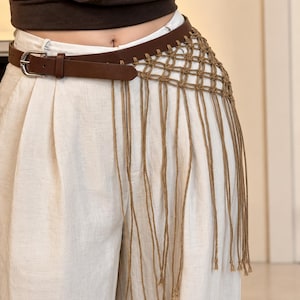 Metallic Boho Festival Scarf Belt with Feather Tassels – Artisan Style Statement Metallic Knit Feather Sash Belt – Boho Festival Scarf - Etsy main image 3