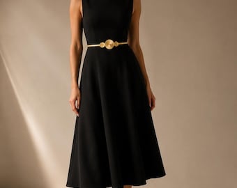 Gold Waist Belt for Women, Elegant Elastic Belt, Chic Minimalist Dress Belt, Luxury Fashion Accessory