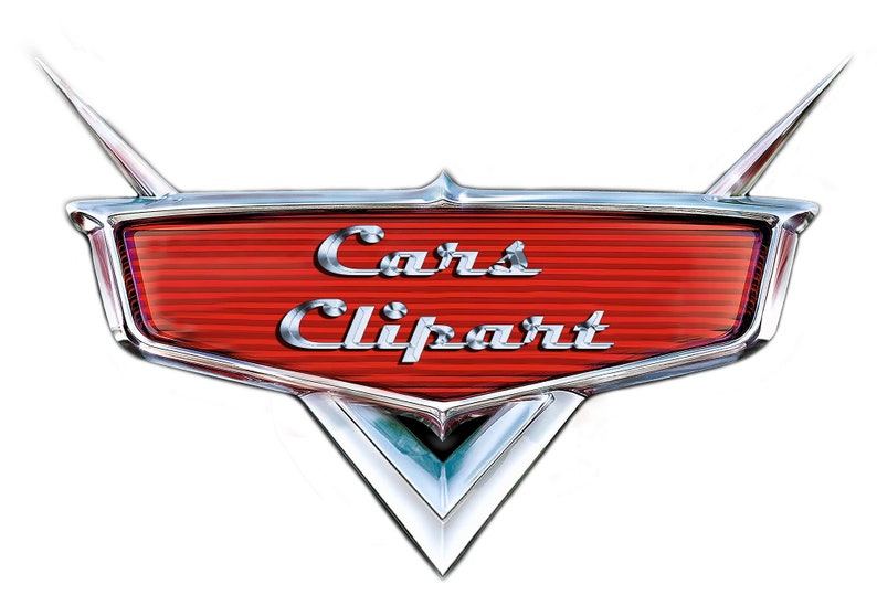 May include: A red and chrome logo with the text "Cars Clipart" in a stylized font.
