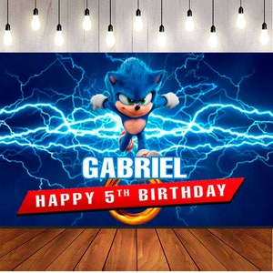 Custom Birthday Backdrop | Digital Download Printable Sonic The Hedgehog | Custom Text and Colors | High Resolution File to Download