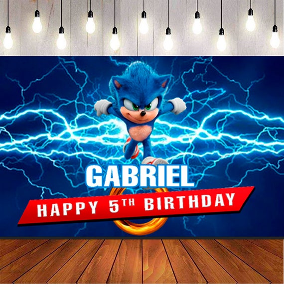 Custom Birthday Backdrop Digital Download Printable Sonic - Etsy