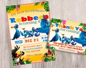 Free Thank You Card Rio Personalized Birthday Invite | Cartoon | Downloadable Digital File | Custom Invite Name Text | Girl, Boy
