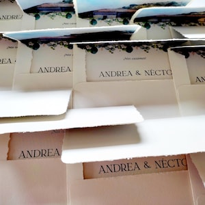 50 buste rustiche fatte a mano / set di inviti per matrimonio / buste quadrate / bordi strappati