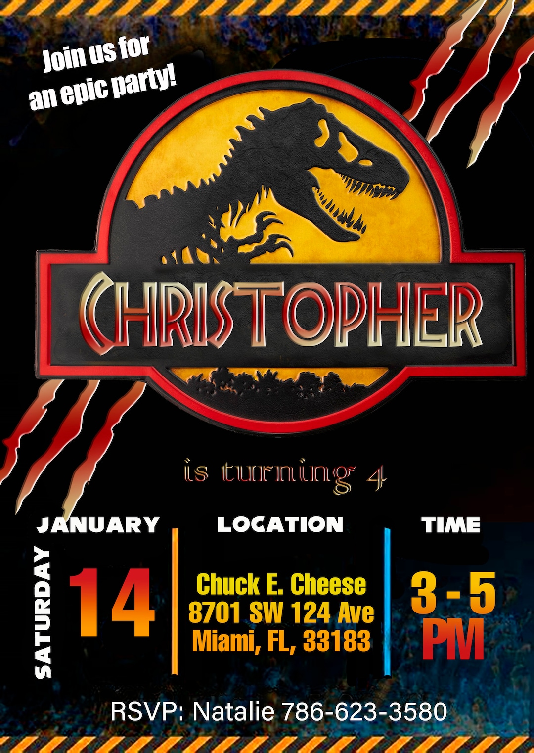 Invitación De Cumpleaños De Jurassic World, Invitación De Cumpleaños De Jurassic Park, Fiesta De Cumpleaños De Niño, Dinosaurio, Fiesta De Dinosaurios, Impresión Digital, Raptor T-Rex - México