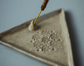 Minimalist Ceramic/Stoneware Incense Holder • Handcrafted Triangle Incense Burner