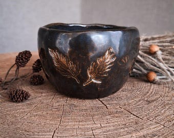 Handmade Black Ceramic Tea Cup, Rustic Pottery Cup, Wabi Sabi Piala