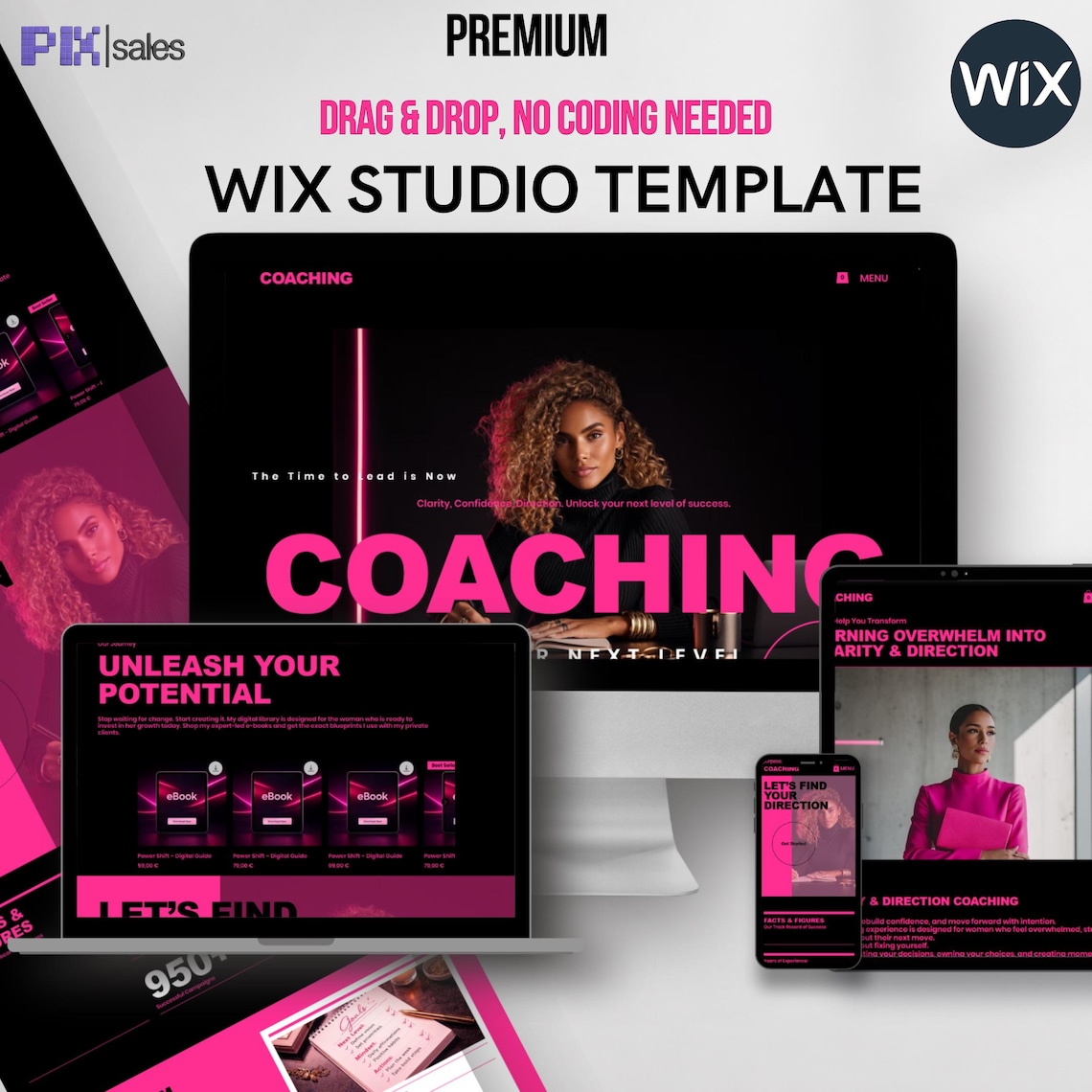Wix Studio Website Template Coaching, Consulting, Modern Pink & Black