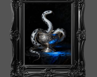 Gothic Serpent Chalice Art Print – Dark Occult Decor (Digital Download)