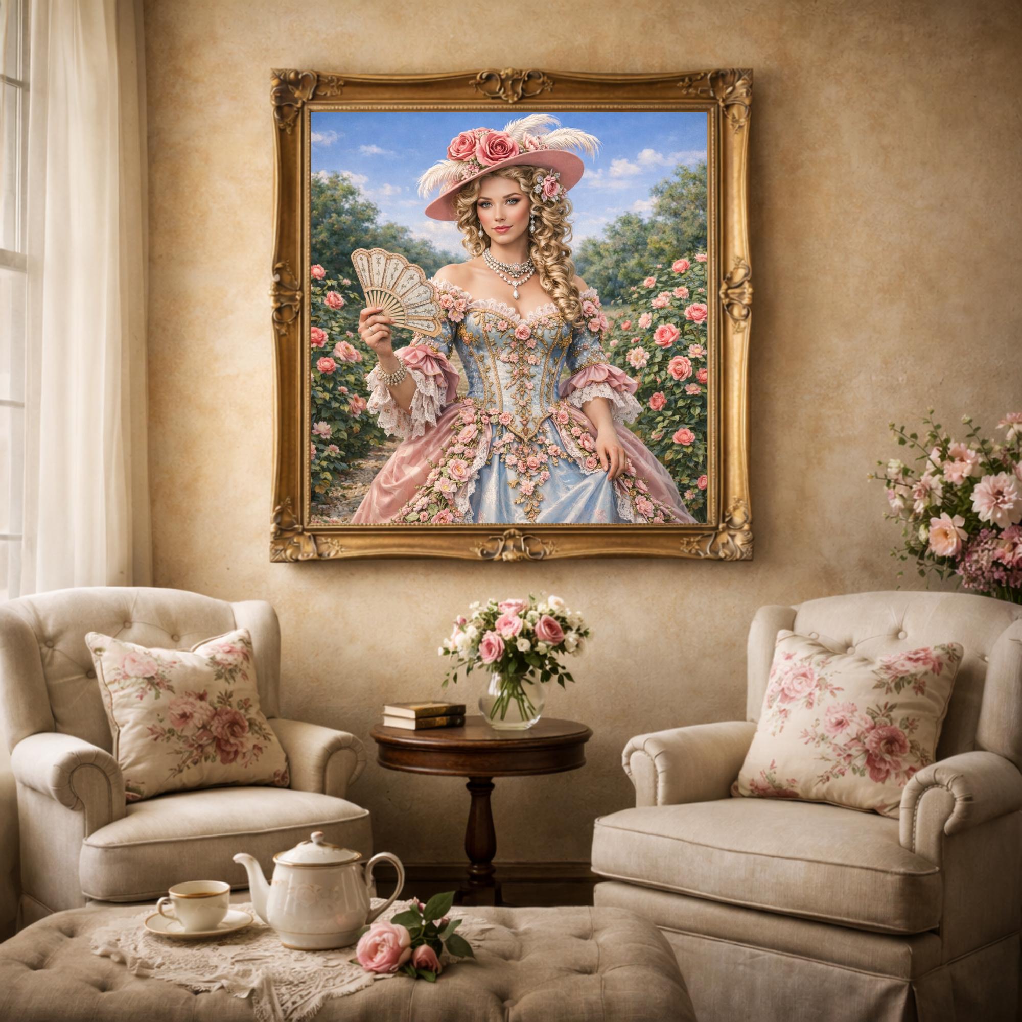 Victorian Lady Art Print, Elegant Floral Dress, Shabby Chic Decor ...
