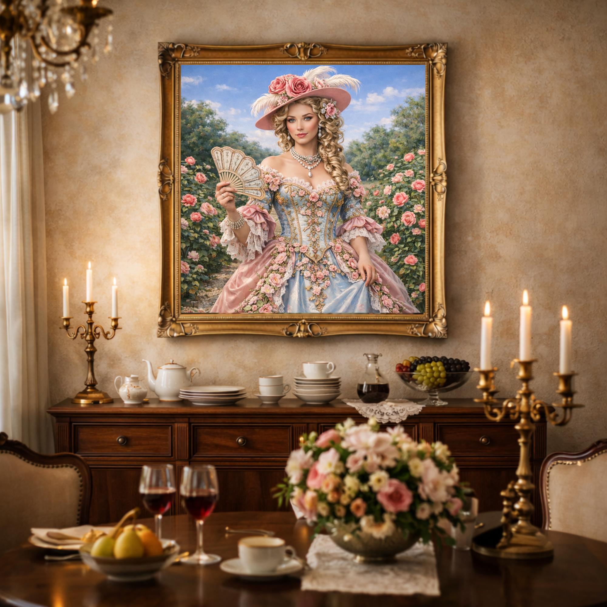 Victorian Lady Art Print, Elegant Floral Dress, Shabby Chic Decor ...