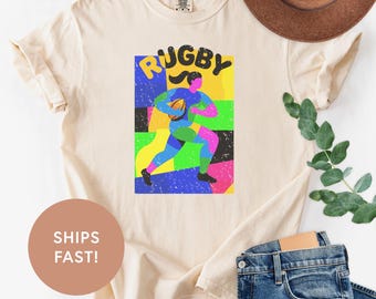 Rugby Girl Comfort Colors 1717 T-Shirt, Sports Tee, Woman Athlete