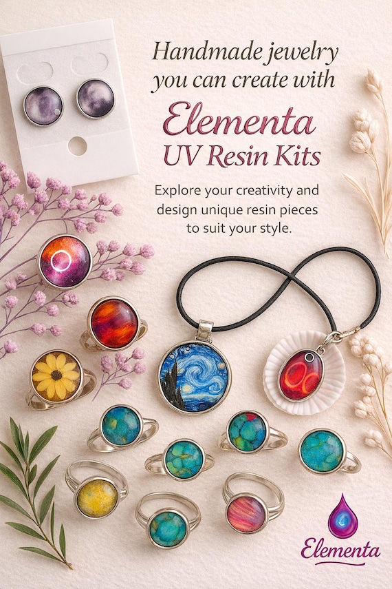 Glow-in-the-Dark DIY UV Resin Jewelry Kit – Make Your Own Earrings, Rings & Pendants