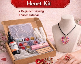 DIY UV Resin Heart Jewelry Kit | Earrings, Ring & Pendant | Video Tutorial Included