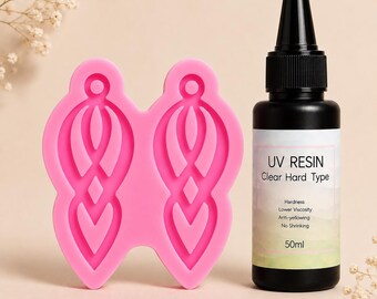 Earring Silicone Mold, Statement Jewelry Making Mold, Optional 50ml Clear UV Resin