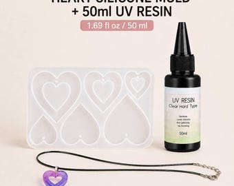 Heart Silicone Mold for DIY Resin Jewelry (50ml UV Resin Option)