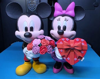 Valentines Mickey & Minnie Figures – Hand Painted 3D Printed Collectibles (Pair or Individual)